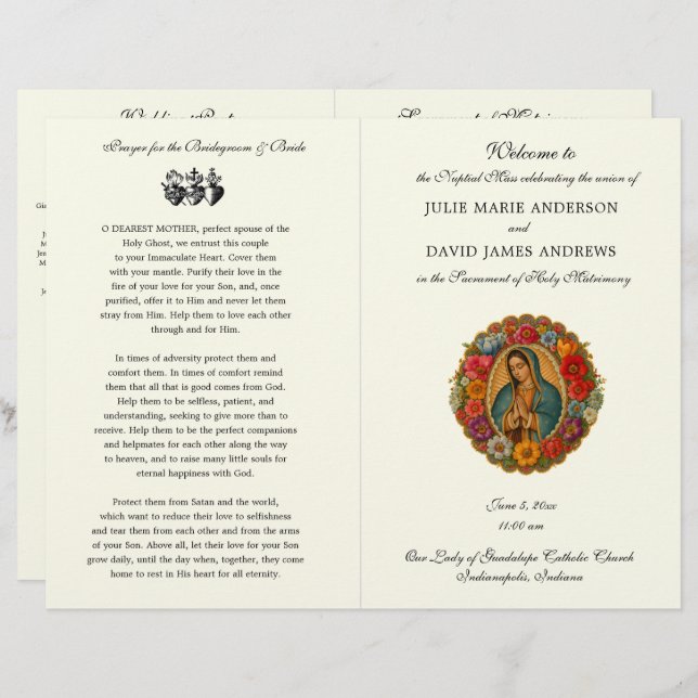 Lámina Guadalupe Catholic Wedding Mass Program (Anverso / Reverso)