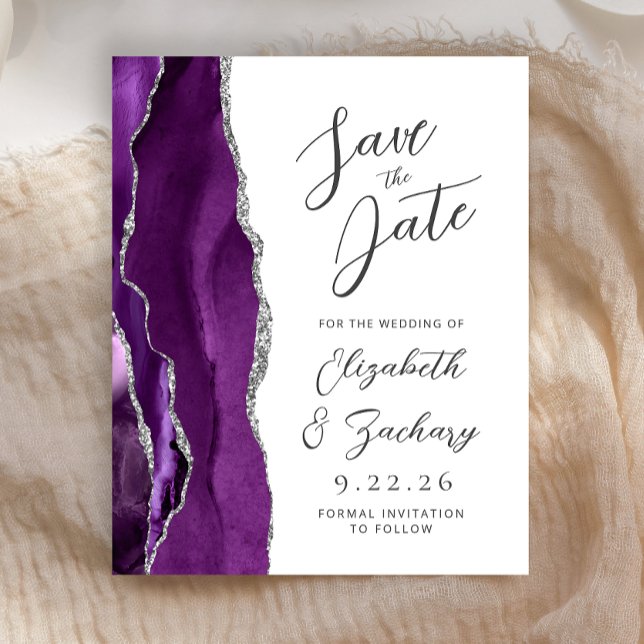 Lámina Guardar la fecha Agate Morado Plata Escritura a ma (Subido por el creador)