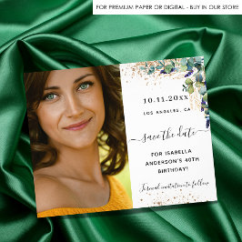 Lámina Guardar la fecha cumpleaños foto de eucalipto verd