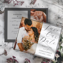 Lámina Guardar nuestra fecha gris y blanco 3 Foto presupu