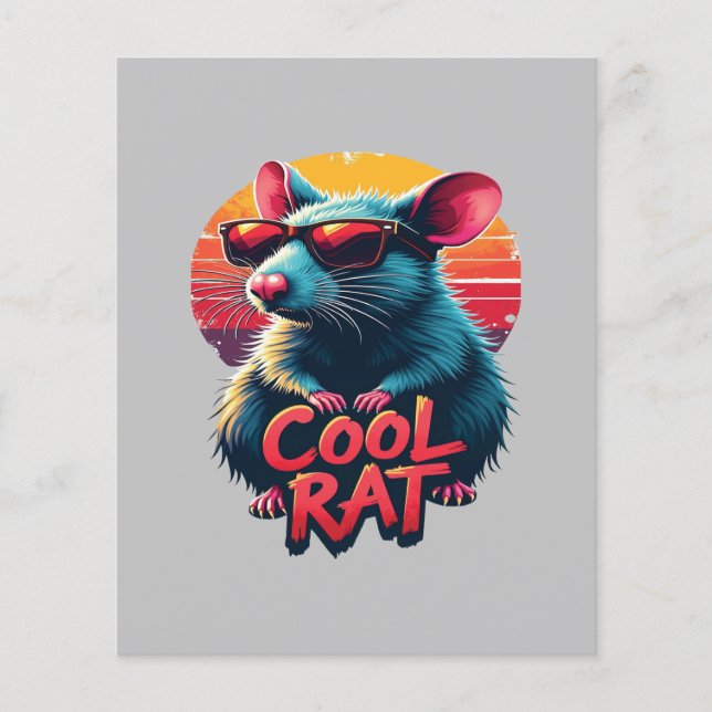 Lámina Guay Rat con gafas de sol Diseño Retro Sunset (Anverso)