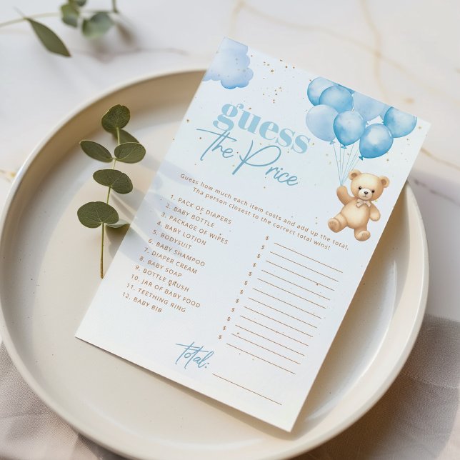 Lámina Guess the price Teddy bear baby shower game (Subido por el creador)