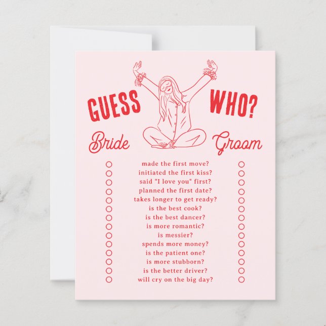 Lámina Guess Who Bridal Shower Game Girls Gone Mild (Anverso)