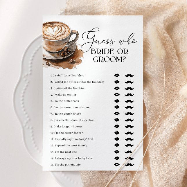 Lámina Guess Who Bride or Groom Coffee Bridal Shower Game (Subido por el creador)
