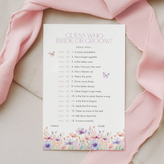 Lámina Guess who Bride or Groom Floral Bridal Shower Game