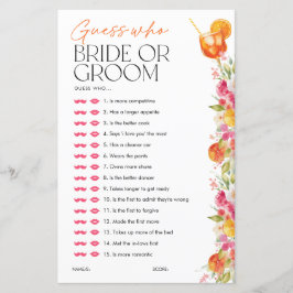 Lámina Guess who Bride or Groom Spritz Bridal Shower Game