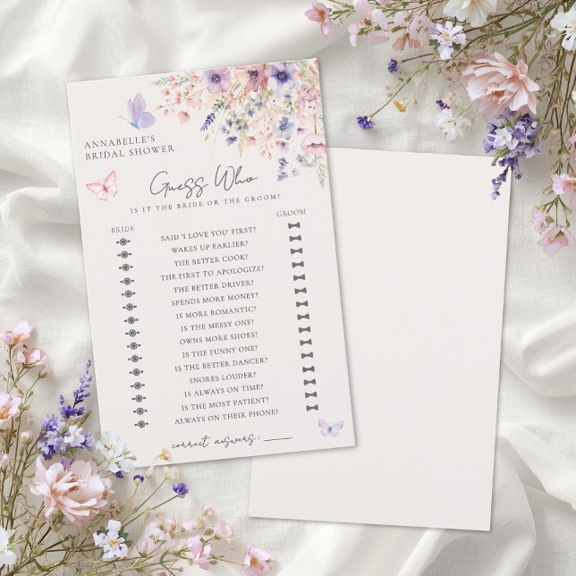 Lámina Guess Who Butterfly Wildflower Bridal Shower Game (Guess Who Butterfly Wildflower Bridal Shower Game)