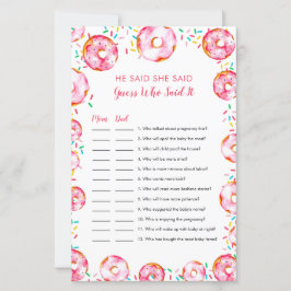 Lámina Guess who Said it Donuts Diapers Baby Shower Game