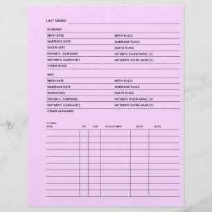 Lámina Guía de genealogía de registros de familia