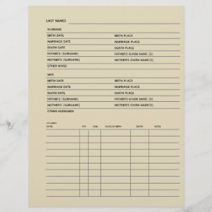 Lámina Guía de genealogía de registros de familia