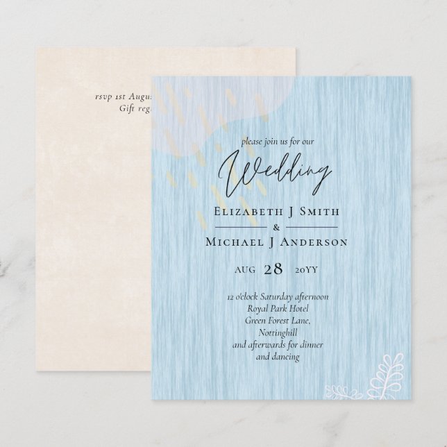 Lámina Guión Boda de Oro Azul Dusty de Presupuesto (Anverso / Reverso)