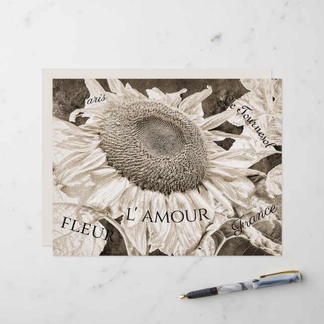 Lámina Guión de efimera marrón de girasoles gigantes Sepi (Anverso/Reverso In Situ)