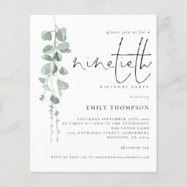 Lámina Guión de eucalipto 90º cumpleaños Invitación