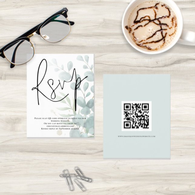 Lámina Guión de eucalipto presupuesto Boda de código QR R (Subido por el creador)