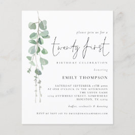 Lámina Guión de eucalipto presupuesto Invitación a cumpli