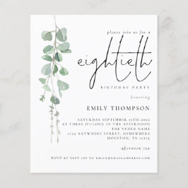 Lámina Guión de eucalipto presupuesto Invitación a cumpli