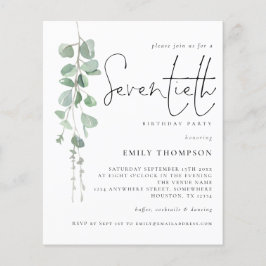 Lámina Guión de eucalipto presupuesto Invitación a cumpli