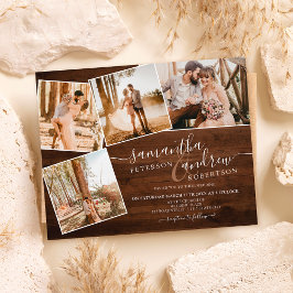 Lámina Guión de madera marrón rusa 5 fotos boda de presup