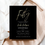 Lámina Guión de oro y negro de presupuesto 50 cumpleaños<br><div class="desc">¡Celebra haber cumplido 50 con estilo con una invitación Minimalista de cumpleaños Black y Gold! Con elegantes acentos en negro y oro, elegante tipografía de guiones y un diseño limpio y moderno, esta invitación marca el tono para una sofisticada celebración. Ideal para cualquier tipo de evento, desde salones de moda...</div>