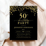 Lámina Guión de oro y negro de presupuesto 50 cumpleaños<br><div class="desc">¡Establezca el escenario para una elegante celebración con una invitación de cumpleaños con guión de oro y negro! Con su lujoso guión dorado sobre un elegante fondo negro, este diseño exuberante y sofisticado le da un encanto intemporal. Perfecto para los cumpleaños de un hito o cualquier evento elegante, combina sin...</div>