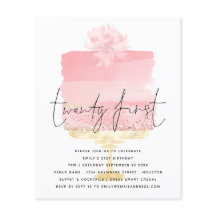 Guión de pastel rosado de presupuesto Invitación a