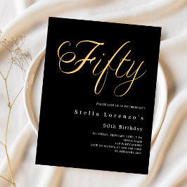 Lámina Guión dorado negro presupuesto invitación de 50 añ