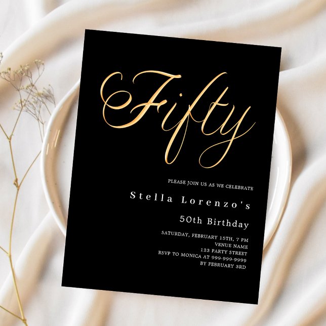 Lámina Guión dorado negro presupuesto invitación de 50 añ (Subido por el creador)
