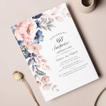 Lámina Guión floral rosado presupuesto Invitación a los 6<br><div class="desc">Dusty Blue Pink Floral Surprise 60th Birthday party budget (invitación al presupuesto para fiestas de cumpleaños) usted puede fácilmente personalizar con los detalles de su fiesta haciendo clic en el botón "Personalizar".</div>