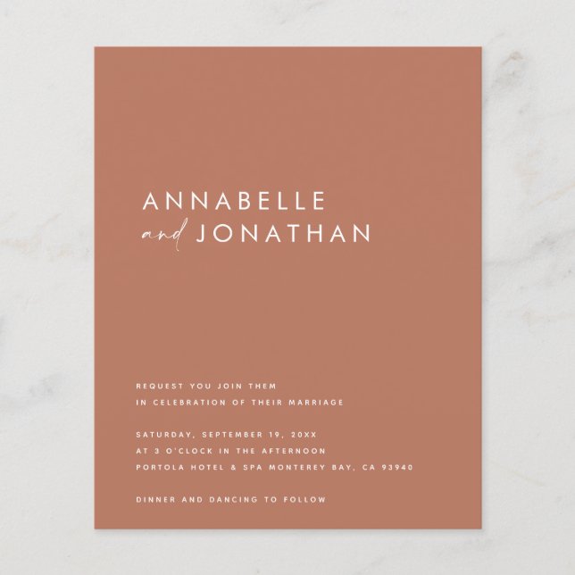 Lámina Guión moderno de terracota boda contemporáneo Invi (Anverso)