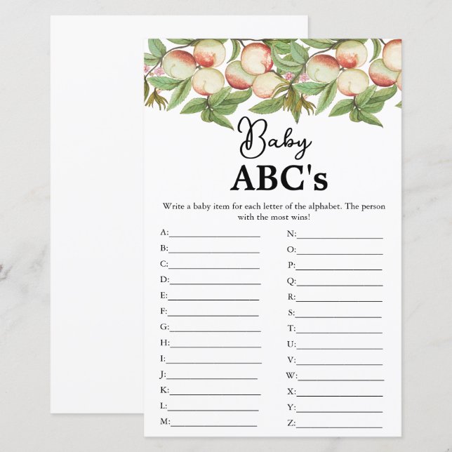 Lámina Guión moderno juego de ducha de bebé de Baby Abc (Anverso / Reverso)