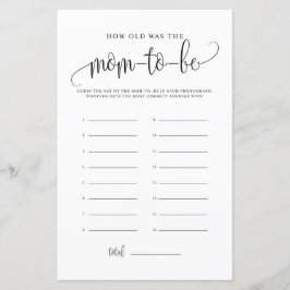 Lámina Guión negro ¿Qué edad tenía el juego de Baby Showe