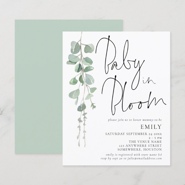 Lámina Guión presupuestario Eucalyptus Baby en Invitación (Anverso / Reverso)
