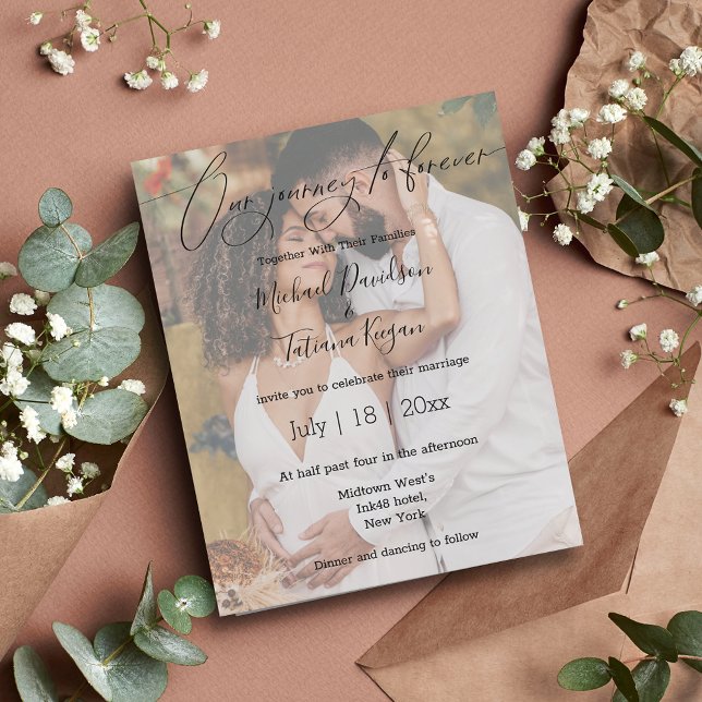 Lámina guión romántico elegante boda foto Invitación (Subido por el creador)