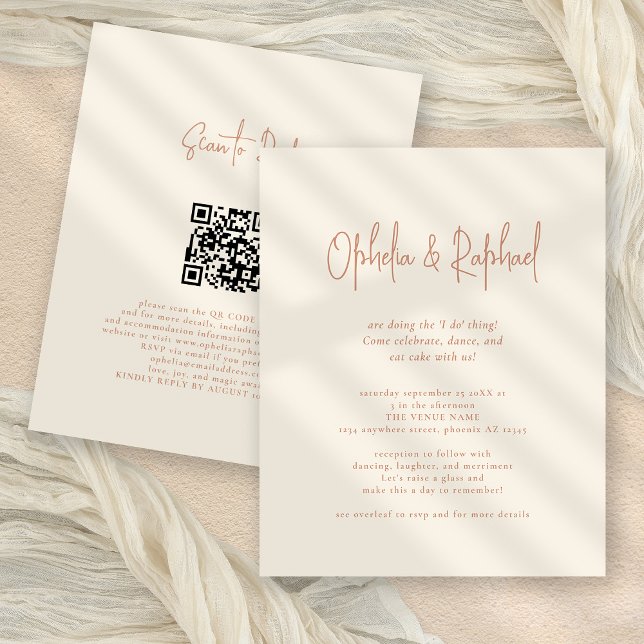 Lámina Guión rústico presupuesto Invitación a la boda de  (Front and back view)