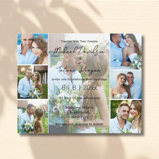 Lámina guión simple 7 fotos collage invitación de bodas (Subido por el creador)