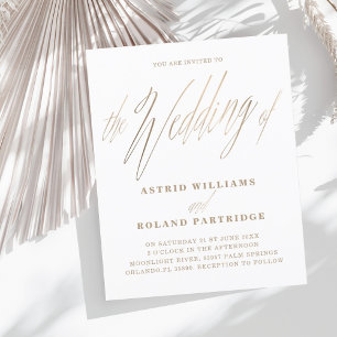 Lámina Guión simple Boda de presupuesto blanco y oro