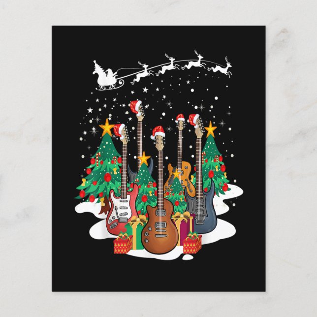 Lámina Guitar Santa Hat Árbol de Navidad Divertido música (Anverso)