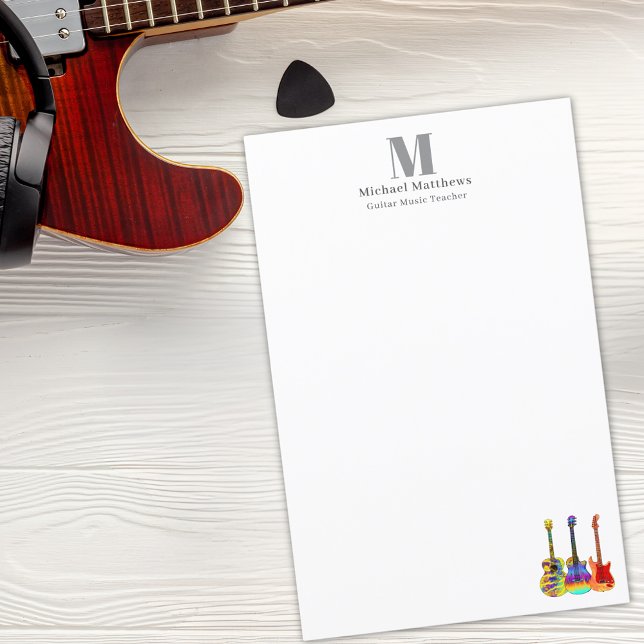Lámina Guitar Teacher Music Lessons Personalizado Busines (Guitar teacher music business custom stationary )