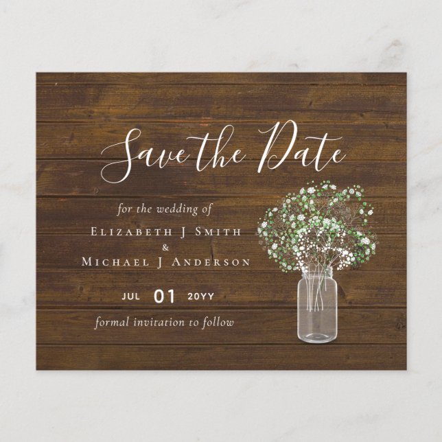 Lámina Gypsophila rusa de presupuesto Mason Jar salva las (Anverso)