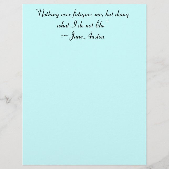 Lámina Haciendo Lo Que No Me Gusta Jane Austen Cita (Anverso)