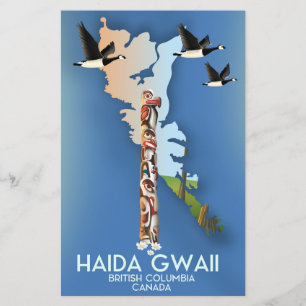 Lámina haida gwaii Columbia Británica mapa canadiense