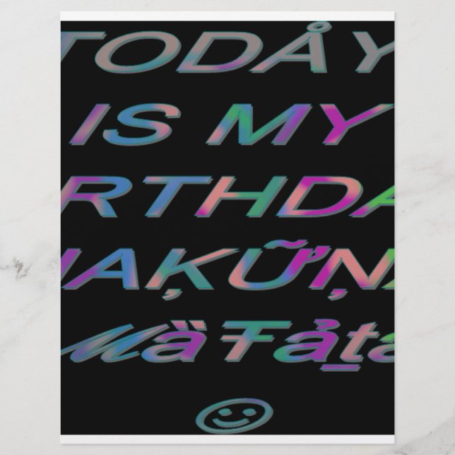 Lámina Hakuna Matata Hoy es mi cumpleaños Hakuna Matata Z (Anverso)