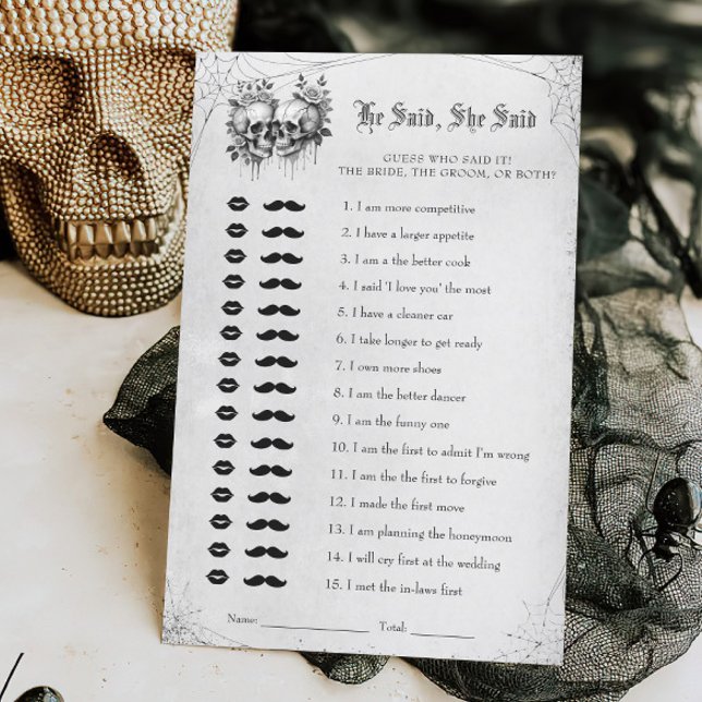 Lámina Halloween Bridal Shower Dijo Que Ella Dijo Juego (Subido por el creador)