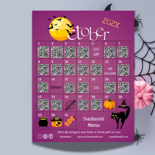 Lámina Halloween Countdown Advance Calendar Business Prom (Halloween Countdown Advent Calendar Business Promo)