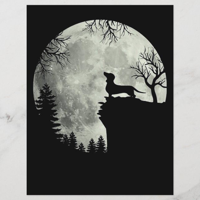 Lámina Halloween De Dachshund Y Moon (Anverso)