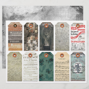 Lámina Halloween Etiquetas Clipart Sheet Dark Academia