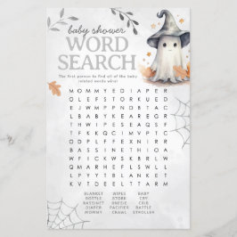 Lámina Halloween Ghost Baby Shower Word Search Game