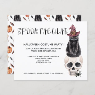 Lámina Halloween Halloween Spooktacular Black Cat On Skul