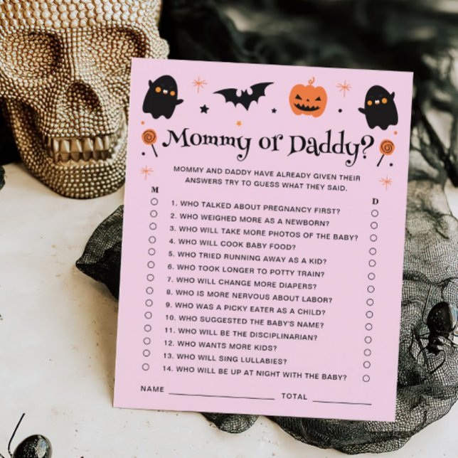 Lámina Halloween, Mamá O Papi, Juego De Baby Shower Brujo (Subido por el creador)