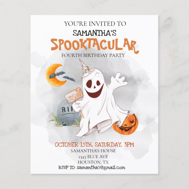 Lámina Halloween Nacimiento de los niños Fantasma Spookta (Anverso)